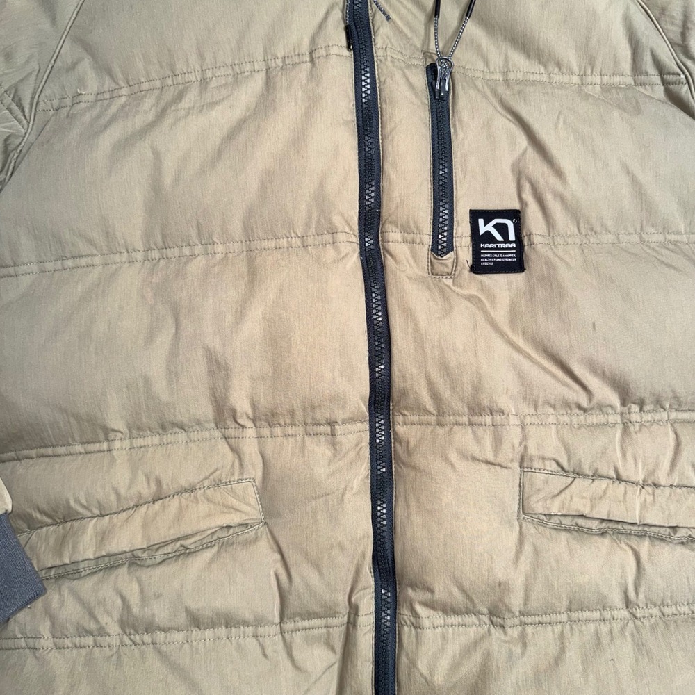 Kari Traa Puffer Parka Jacket Womens Large Green Good Long Hooded Quilted Coat - Picture 2 of 10